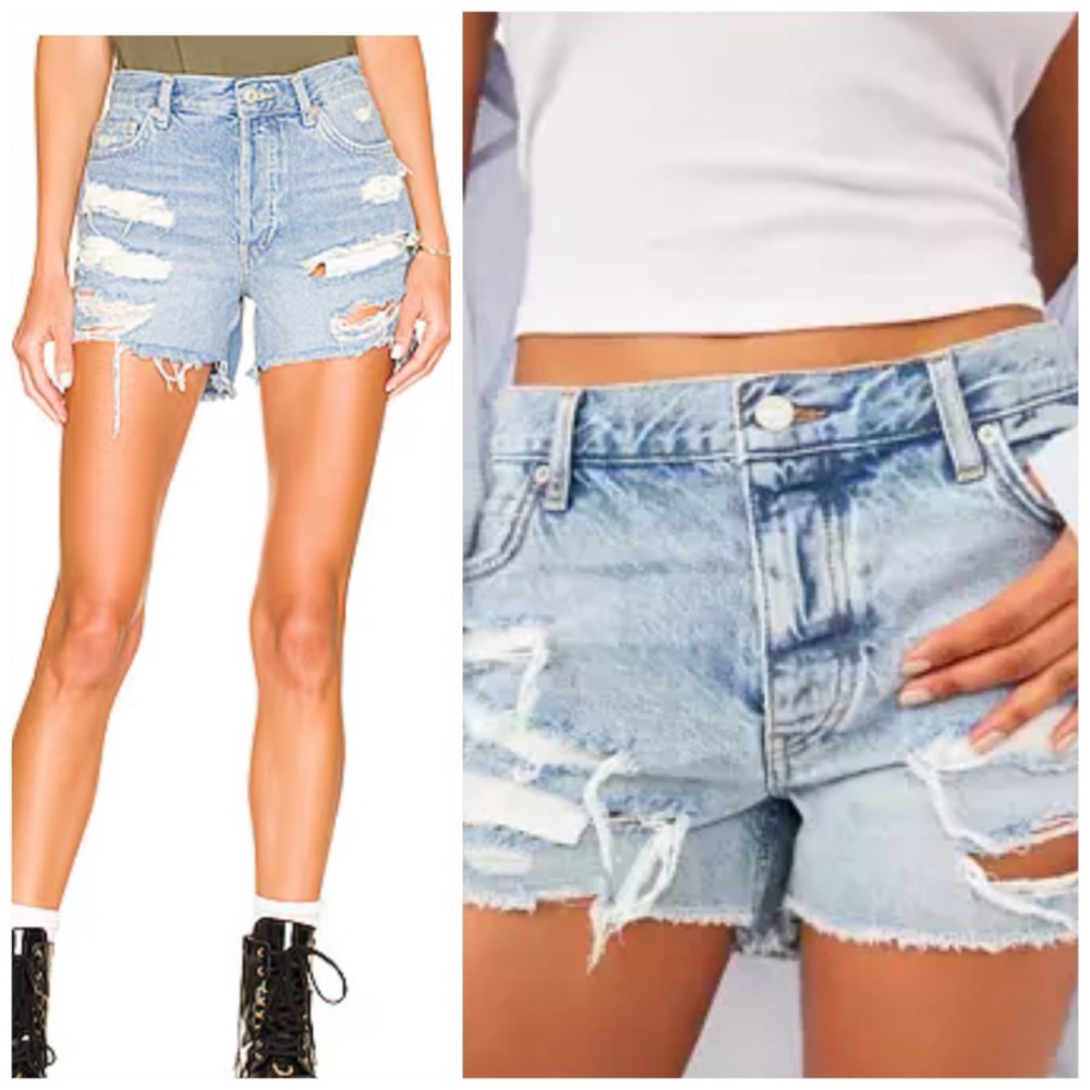 Free People We The Free Maggie Denim Cutoff Shorts Size 26 Light Stone